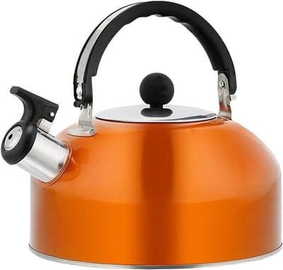 Waterkoker RVS - Theeketel Fluitketel - Water Koken - Met Fluitfunctie - 3 Liter - Oranje
