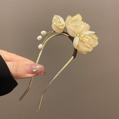 Nouveau peigne à cheveux en forme de U Magnolia chinois, accessoires de peigne en métal antique haut de gamme, couvre-chef, accessoires pour cheveux, perles.