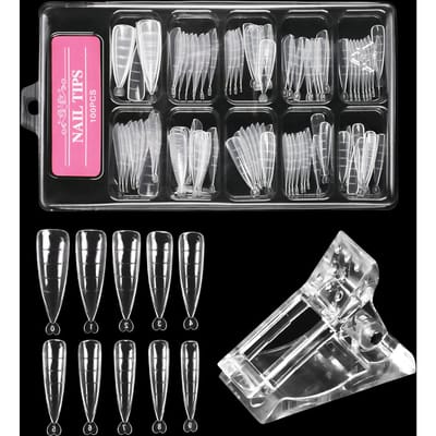 100 stuks nageltips met schaal + nagelclip voor nagelverlenging thuis salon manicure gebruik 1 Set gray