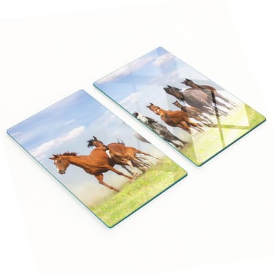Keukenplanken van gehard glas met afbeelding van een galopperend paard, 2x30x52 cm