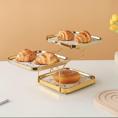 Luxe Serveerschaal Etagere Wit / Goud