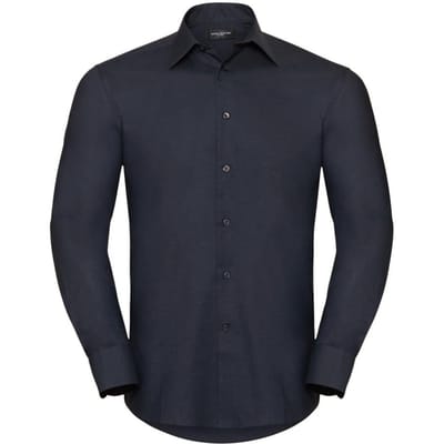 Russell Collectie Heren Lange Mouw Easy Care op maat gemaakt Oxford Shirt (Zwart)