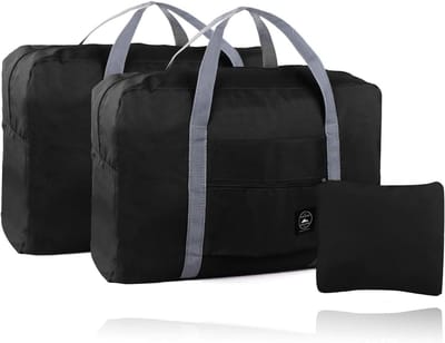 Vouwbare Reisbagage - Waterdichte Handbagage voor Sport en Vakantie - Set van 2 Zwarte Tassen