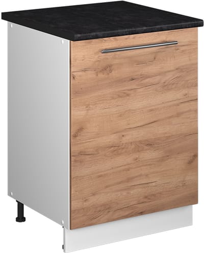 Vicco Keukenonderkast Fame-Line, Goudkleurig Eiken/Wit, 60 cm 1 deur met werkblad