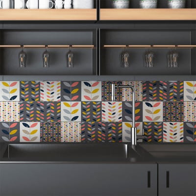 Zelfklevende tegelmuurstickers voor keuken en badkamer - 9 Scandinavische tegelstickers van Kalvin - 9 stickers 10x10cm