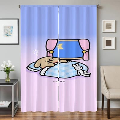 Huisinterieur Keukengordijnen voor Woonkamer 2 Stuks Verduisterende Gordijnen Deurgordijn Maltese Hond Slaapkamer Decoratie Scheidingswand W50xH70cmx2pcs-CL gray