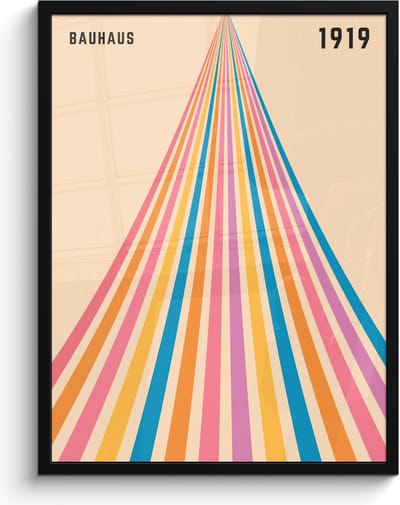 Poster in lijst - Fotolijst 60x80 cm - Posters - Bauhaus - Kleurrijk - Abstract - Modern - Kunst - Posterlijst zwart - Decoratie - Wanddecoratie woonkamer - Muurdecoratie slaapkamer
