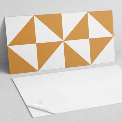Coloray Wandpanelen Zelfklevend - Geometrische driehoeken in vierkanten PVC Wandpaneel - 100 cm x 50 cm - Oranje Wandbekleding Zelfklevend - 1 stuk - Abstractie Wandpanelen Zelfklevend - Wandpanelen Keuken - Wandpaneel Badkamer