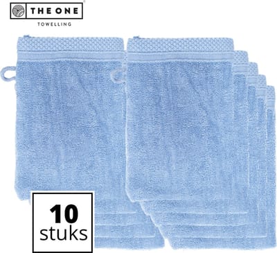The One Towelling Bamboe Washandjes - 16 x 21 cm - 10 Stuks - Voordeelverpakking - Bamboe/Katoen - 600 gr/m² Stofdikte - Hypoallergeen - Aqua Azure
