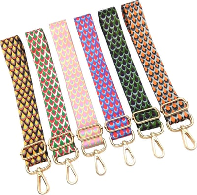Verstelbare schouderriem met pauwenpatroon, 3,8 cm breed, voor handtassen, schoudertassen en crossbody tassen, lengte 75-130 cm, met gouden gesp en oranje kleur