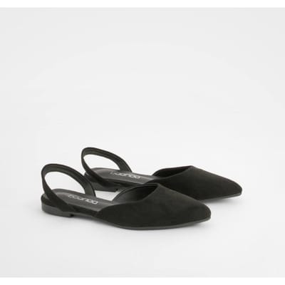 boohoo Dames Slingback Puntige Flats | Zwart | Maat: 36