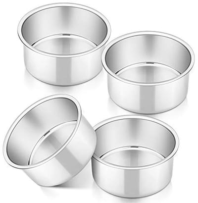Mini Taartpan Set van 4 - 4 Inch RVS Bakvormen voor Taart, Quiche en Pizza