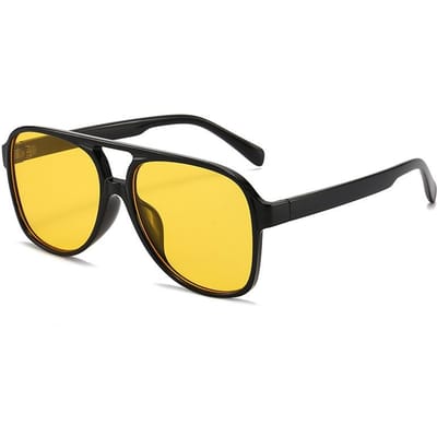 Lunettes de Soleil Vintage Surdimensionnées Femme Rétro Grande Monture Lunettes de Soleil Femme Noir Jaune Style Ins Carré Oculos De Sol