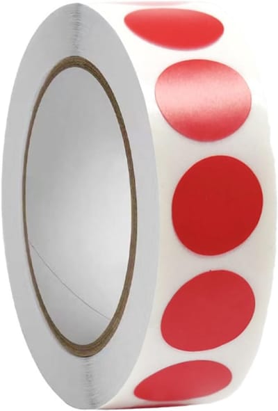SnelShoppen - 1000 Stuks Ronde Stickers 13 mm Zelfklevende Labels, Kleurige Dots op Rol, Perfect voor DIY Kalender, Notebooks, Planners - Rood