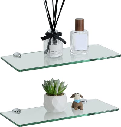 Wandgemonteerde Badkamerspiegel Plank van 6MM Dikte met Glazen Klem voor Thuisdecoratie en Keuken, Helder, 30cm - 2 Stuks