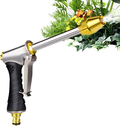 Tuinslang Sproeier - Hogedruk Mondstuk - Auto Wassen - Verstelbare Standen - 25 x 16 x 3 cm - Zilver
