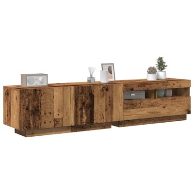 vidaXL - Tv-meubel - met - LED - 180x35x40 - cm - bewerkt - hout - oud - hout
