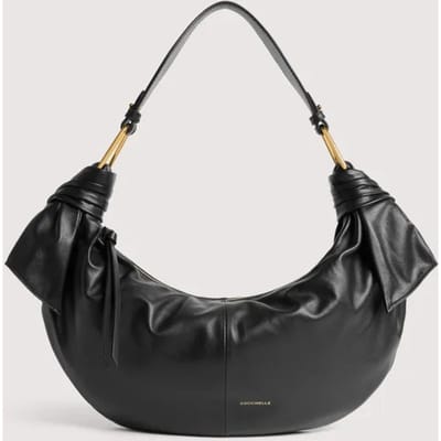 COCCINELLE Leren handtas schoudertas Furoshiki Handbag puffy Smooth Leather Pearl crème