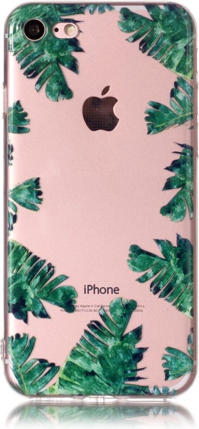 Peachy Transparante TPU case bladeren geschikt voor iPhone 7 8 SE 2020 SE 2022 hoesje Palm Jungle - Groen Doorzichtig