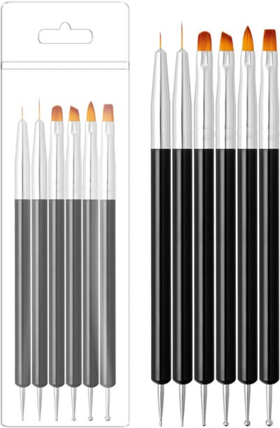 Ynkkvre -Nagelkunst-Penseelset – 6 Penselen met 12 Functies voor Creatieve Nailart