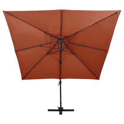 vidaXL - Zweefparasol - met - dubbel - dak - 300x300 - cm - terracottakleurig