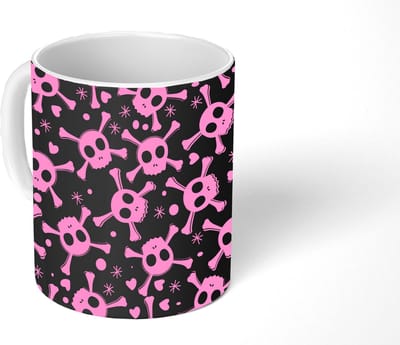 Mok - Koffiemok - Meisje - Piraten - Roze - Patronen - Girl - Kind - Kinderen - Mokken - 350 ML - Beker - Koffiemokken - Theemok