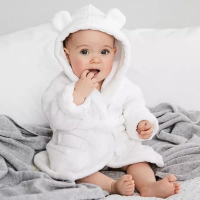 Kinder Peuter Badjas met Capuchon – Witte Beer – Maat 98/104