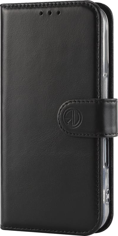 Leren Book Case Geschikt voor Apple iPhone 16 pro /iphone 16 pro hoesje/iphone 16 pro case/Flip Cover met stand functie/ Kaarthouder en magneet sluiting kleur Zwart