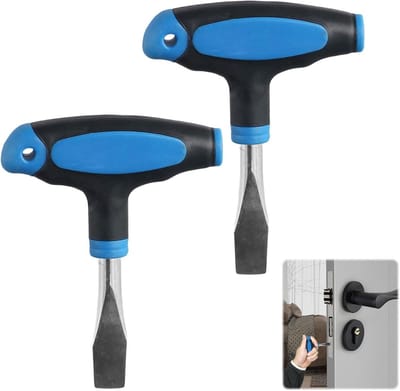 Schroevendraaier Set - Platte Kop Gereedschap - Elektronische Reparatie - T-Handvat Ergonomisch - 12mm Kop - Zwart Blauw