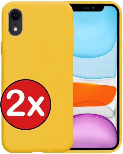 Hoesje - 2 Stuks - Geschikt voor Apple iPhone XR - Sterk & Shockproof - Telefoonhoes - Back Cover - Case Siliconen - Telefoon Hoes - Geel