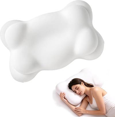 Wolk Kussen - Ergonomisch Cervicaal Steunkussen van Memory Schuim met Ademende Wasbare Hoezen - Dubbele Hoogte - voor Zij-, Rug- & Buikslapers - Wit - 1 Stuk