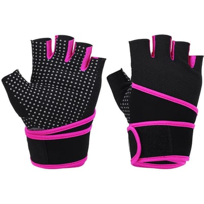 BOODUN Ademende Fitnesshandschoenen Gewichtheffen Sportschool Workout Training Polsband(Paarse S) black