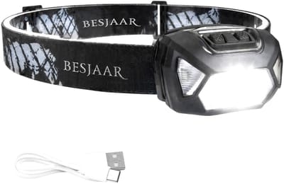 Besjaar Hoofdlamp - Hoofdlamp LED oplaadbaar - 8 LED-koplampen - 1000 lumen - 100 meter bereik - Zwart