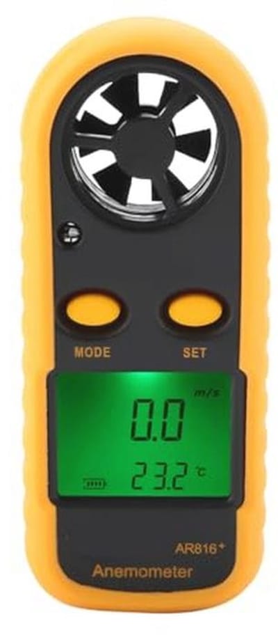 Digitale Handheld Anemometer met LCD Achtergrondverlichting - Windsnelheid- en Temperatuursmeter