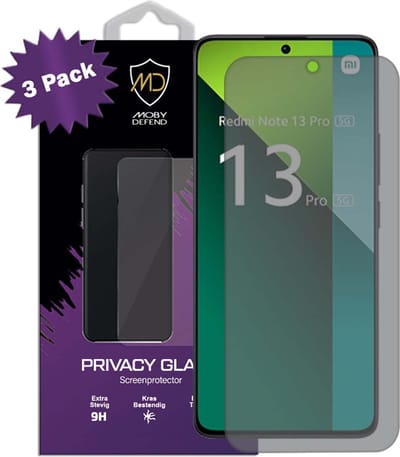 3-Pack MobyDefend Screenprotectors - Geschikt voor Xiaomi Redmi Note 13 Pro 5G - Matte Privacy Glass Screensavers