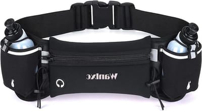 Loopriem met waterflessen - hydratatieriem heuptas - hardlopen fietsen - Wanlxc - verstelbare sport heuptas - fitness training - wandelen - oefening - zwart - Eén maat bottle bag