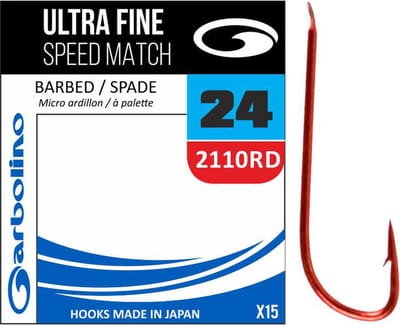 Garbolino Ultra Fine Speed Match Red Barbed - Spade 2110RD (15 pcs) - Maat : 24