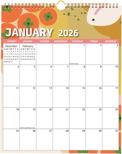 Kalender 2026 - Wandkalender Planner - Jaarplanning - Rasterontwerp - 37x29.5 cm - Groen