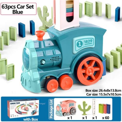 Train Domino pour enfants Voiture électrique à pose automatique Ensemble de dominos colorés Blocs de briques Kits Jeux Jouets éducatifs Fille Garçon Cadeau