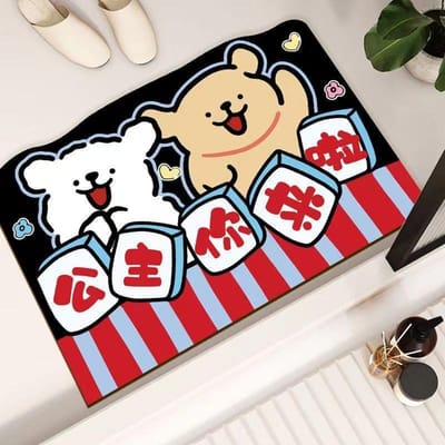 Schattig Cartoon Badkamer Diatomeeënaarde Toilet Toilet Ingangsdeur Absorberend Antislip Sneldrogend Vloermat Mat Tapijt 40 * 60cm [Diatom Mud]