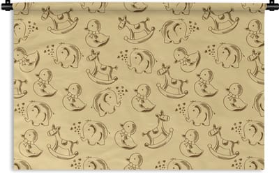 Wandkleed - Wanddoek - Speelgoed - Dieren - Hobbelpaard - Patroon - 90x60 cm - Wandtapijt