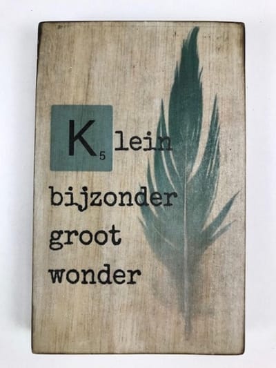 Tekstblok 10x15 2 cm dik K Klein jongen
