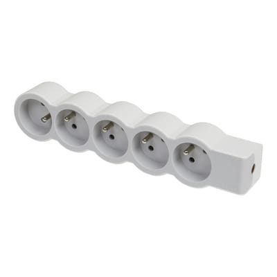 Legrand Standaard Contactdoos 5x2P Met Randaarde Zonder Snoer Wit-Grijs (Europese Stekkerdoos) - 049498 [10 stuks]