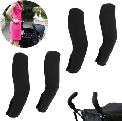 Kinderwagen Handgreephoezen Zwart - Waterdicht - Universele Beschermhoes met Zweetabsorberend Materiaal