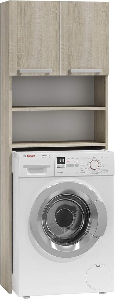Wasmachinekast voor Badkamer en Wasruimte - Ruimtebesparende Bovenbouwkast in Sonoma Eiken