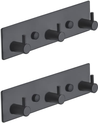 Brute Strength - RVS Kapstok 3 - haaks (set van 2 stuks) - Schroeven - Mat Zwart - Wandkapstok – haakjes - Muurkapstok - Handdoekrek