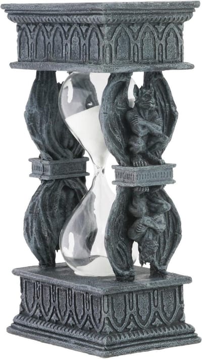 Gargoyle Zandloper Figuur - Verzamelfiguur Hars - Tijd Meten - Gedetailleerd Vakmanschap - 45 Minuten - Grijs