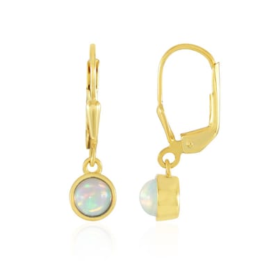 Cavill - Zilveren Oorbellen met 0,634 Ct Welo Opaal Cabochon - 925 Sterling Zilver Verguld - Elegante, Comfortabele Bezel Oorbellen Dames