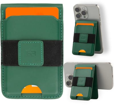 Garzini Premium Pasjeshouder van Echt Leer - Geschikt voor MagSafe Wallet - RFID Bescherming - Kaarthouder voor 7 Pasjes - Magnetische Kaarthouder - Groen