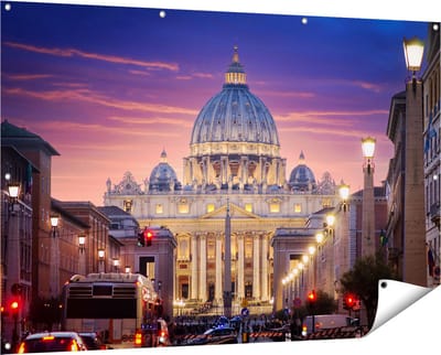 Gards Tuinposter Sint Pietersbasiliek in Rome, Itali� - 150x100 cm - Tuindoek - Tuindecoratie - Wanddecoratie buiten - Tuinschilderij
